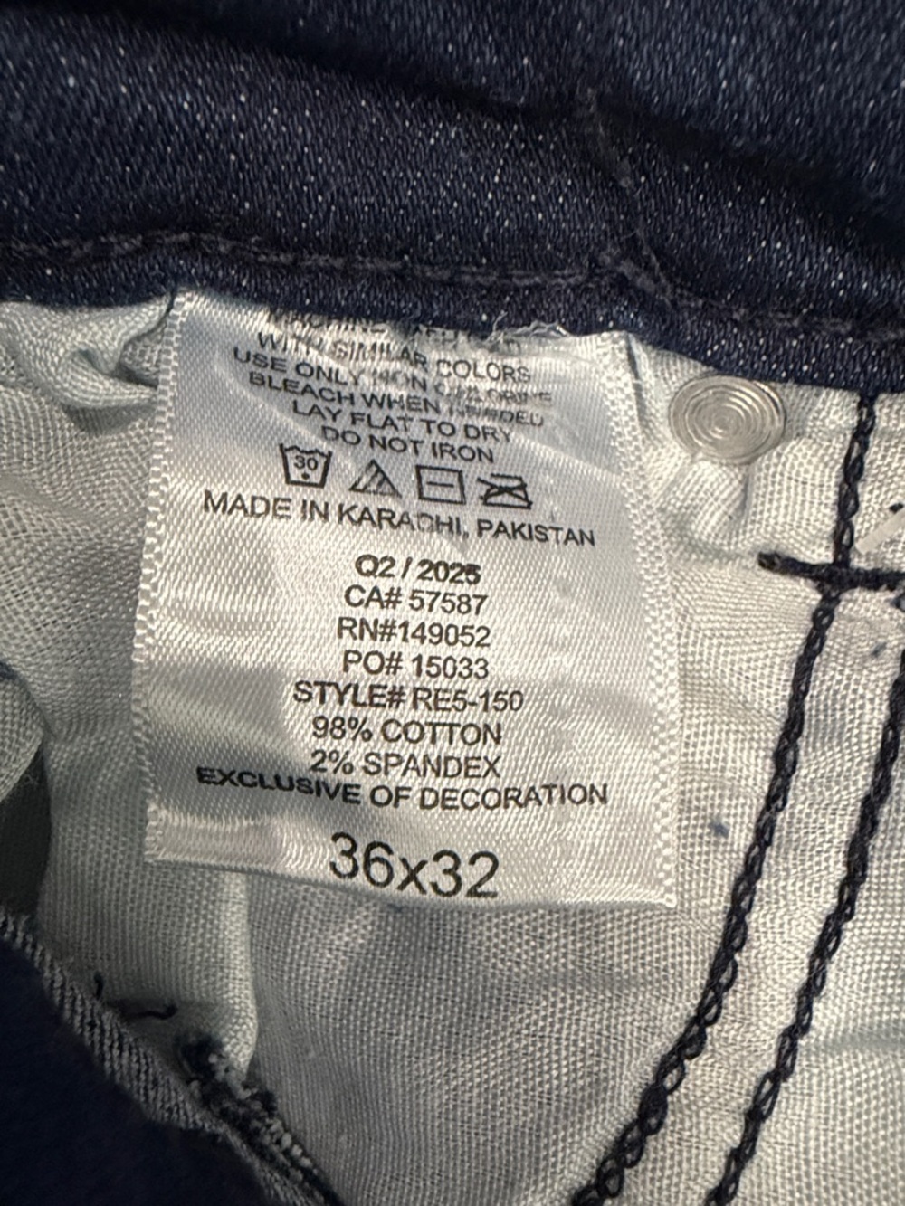 Reason Embroidered Side-Panel Skinny Jeans - Navy & Gold,Size 36x32 - Picture 17 of 17